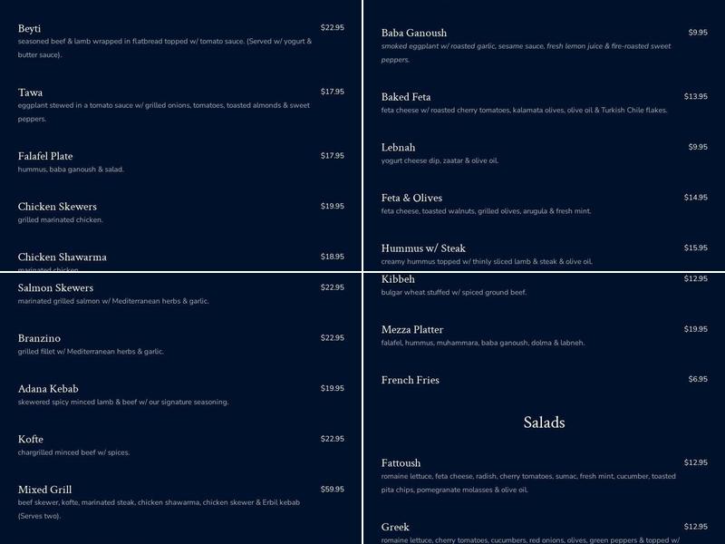 Sofra grill Menu