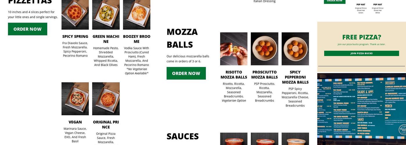 Prince Street Pizza Menu