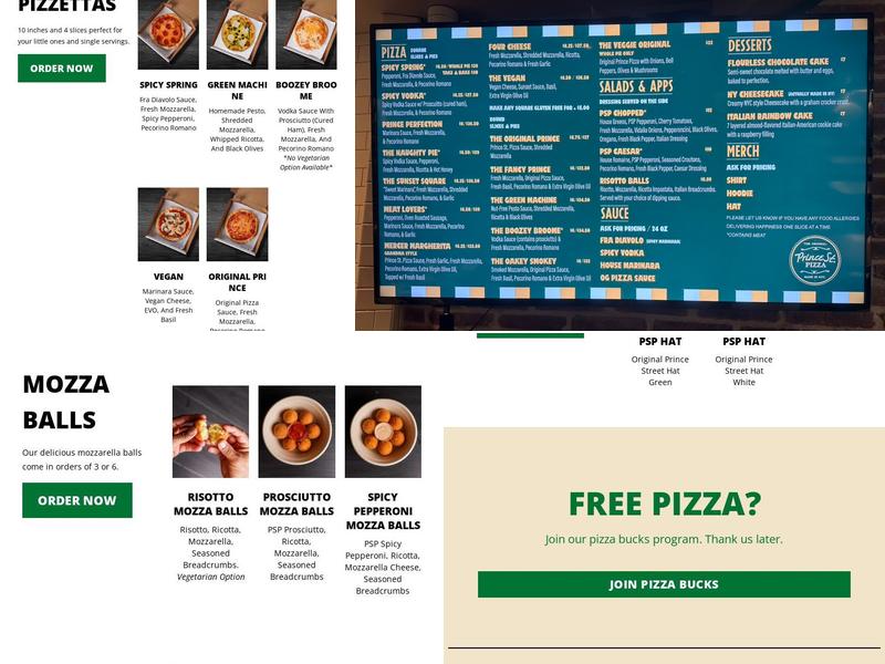 Prince Street Pizza Menu