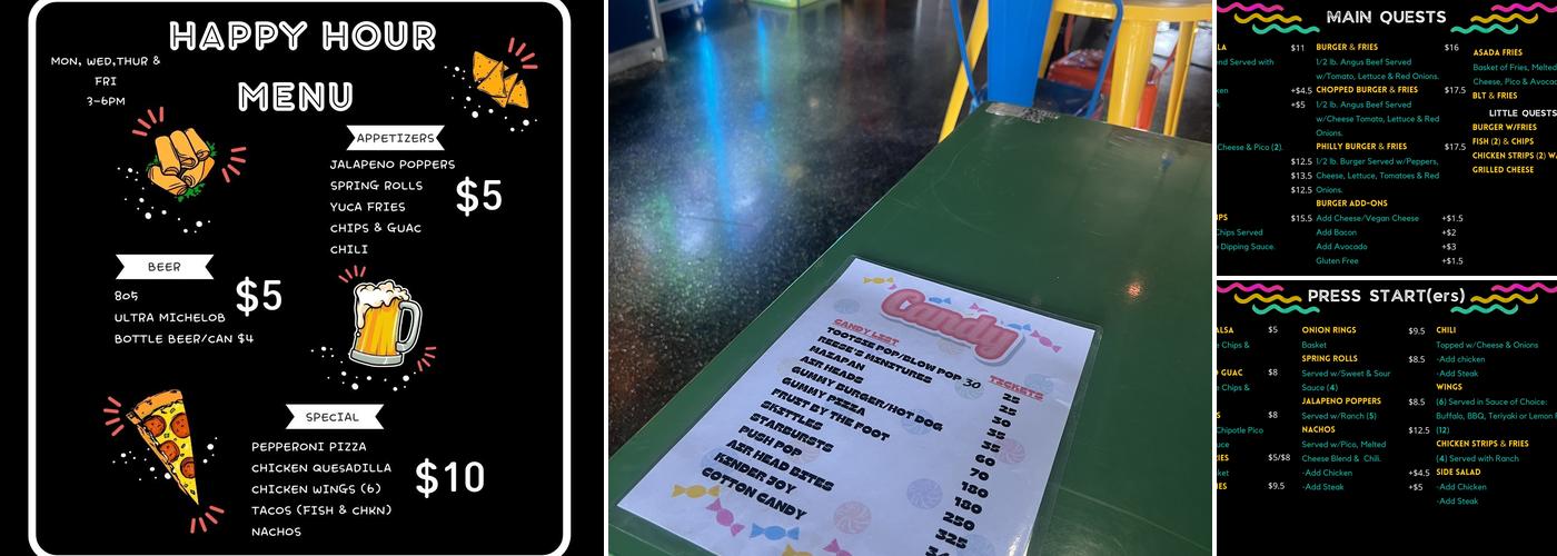 Full Hearts Arcade and Eats Menu