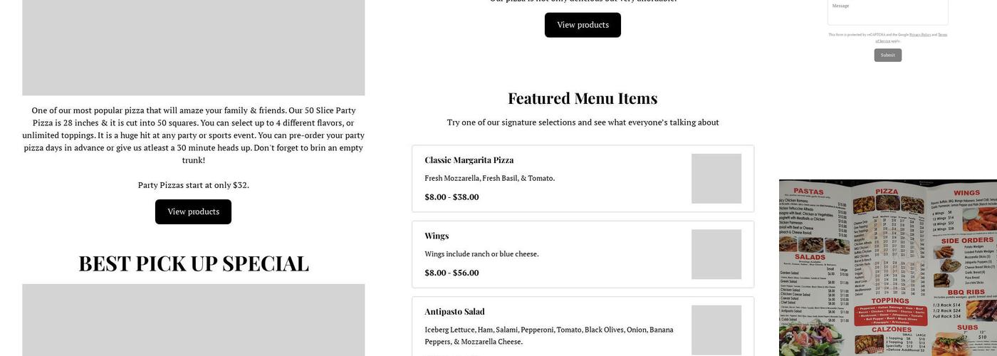 Pizza D'Amore Whittier Menu