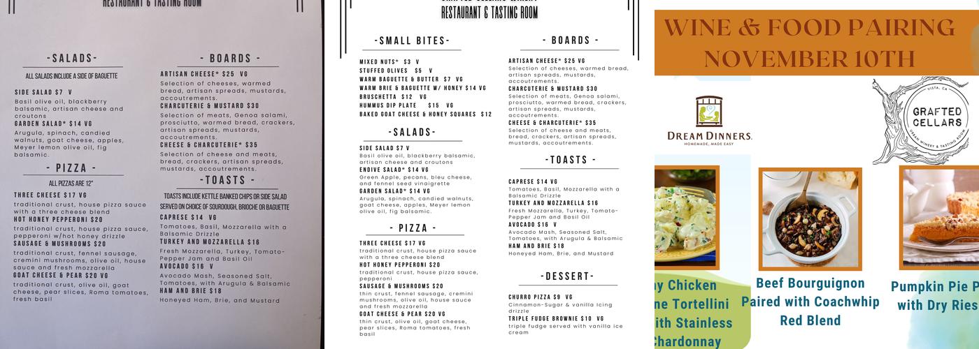Grafted Cellars Winery and Restaurant Menu
