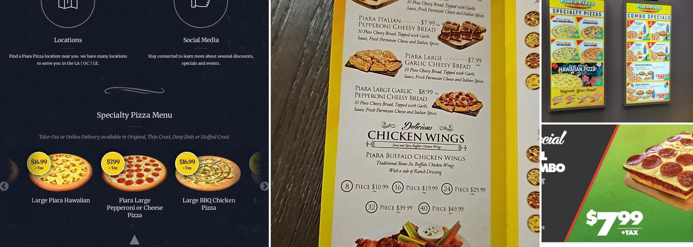 Piara Pizza Menu
