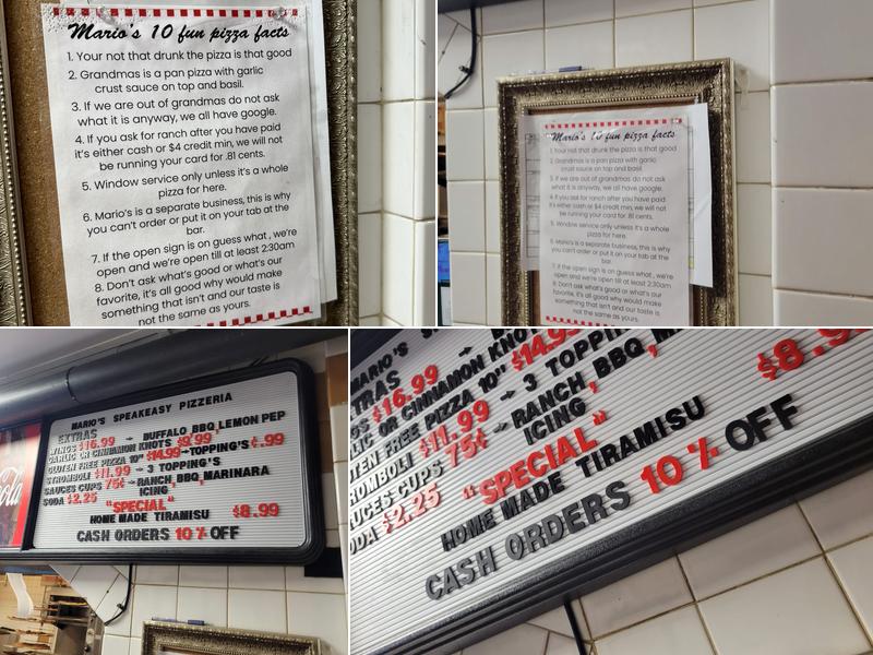 Mario’s Speakeasy Pizza Menu