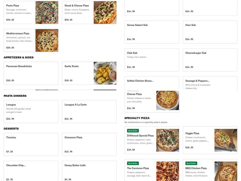 Driftwood Express Menu