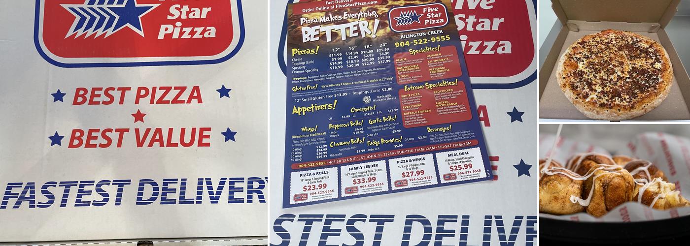 Five Star Pizza Menu