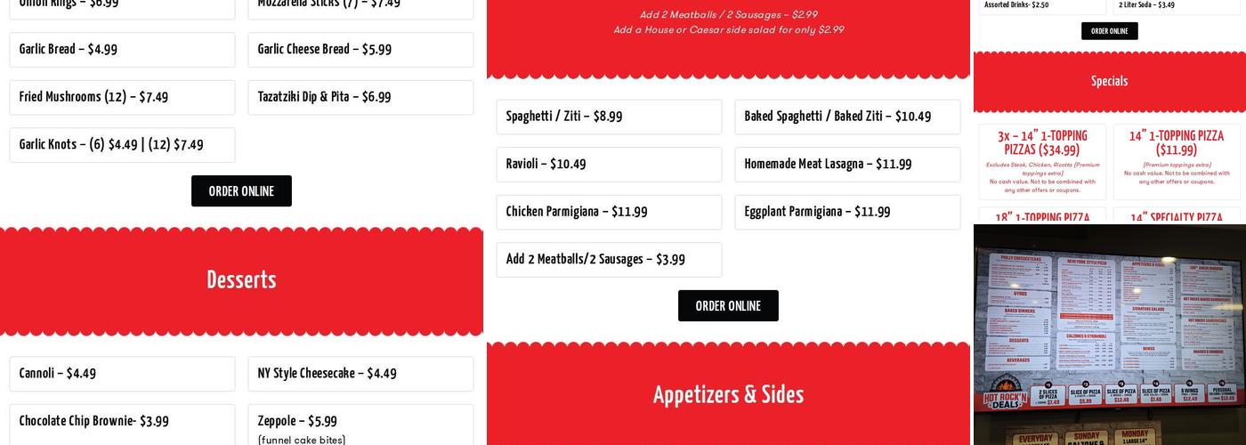 Hot Rocks Pizza (Town n Country) Menu