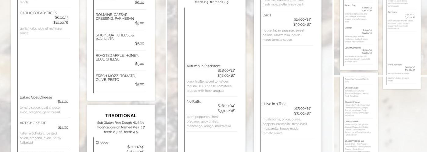 Half and Half Pizza Co. Menu