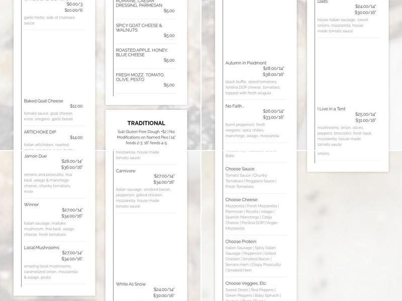 Half and Half Pizza Co. Menu