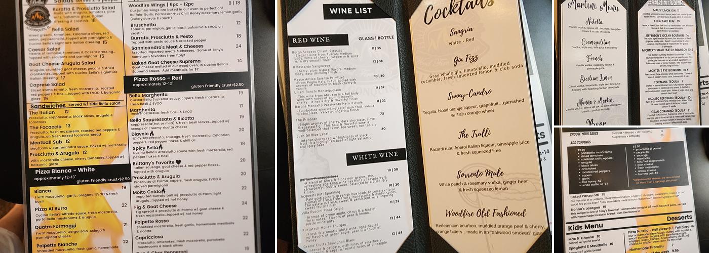 Bella's Wood Fire Pizza Menu