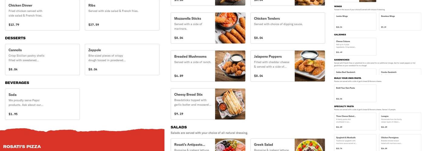 Rosati's Pizza Menu