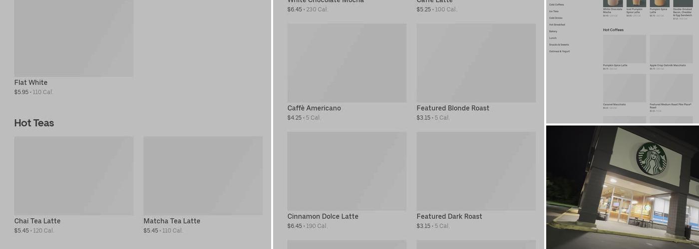 Starbucks Coffee Company Menu