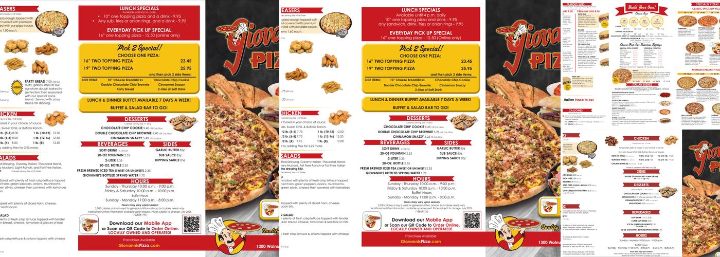 Giovanni's Pizza of Berea Menu