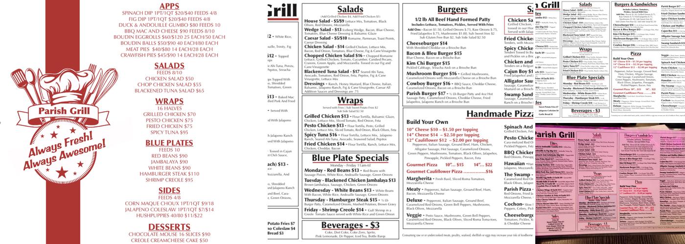 Parish Grill Menu
