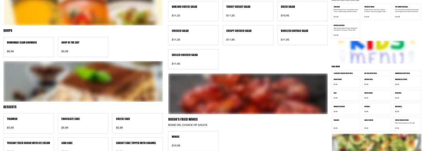 Rosso's Pizza & Ice Cream Menu