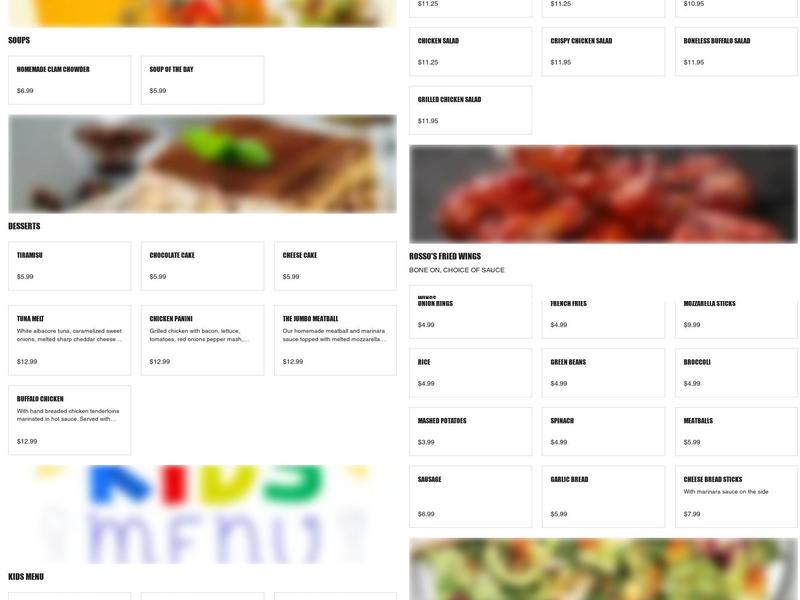 Rosso's Pizza & Ice Cream Menu