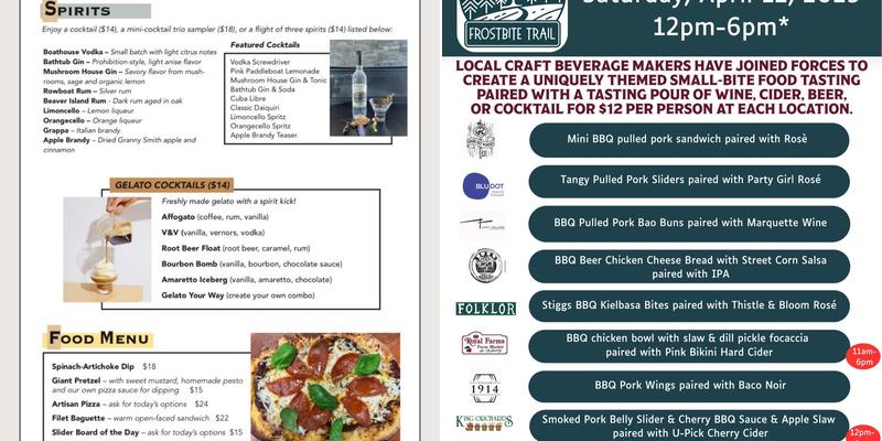 Lost Cellars Menu