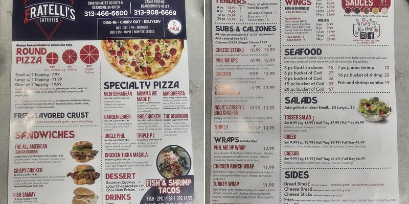 Fratelli's Eateries Menu