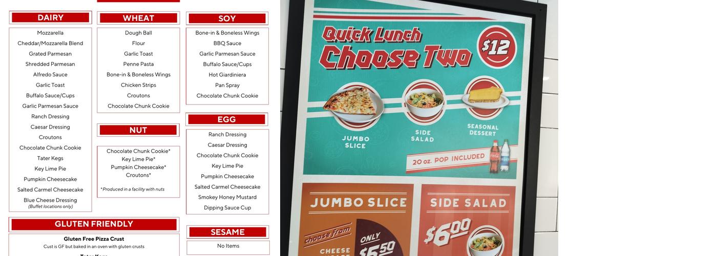 Red's Savoy Pizza Menu