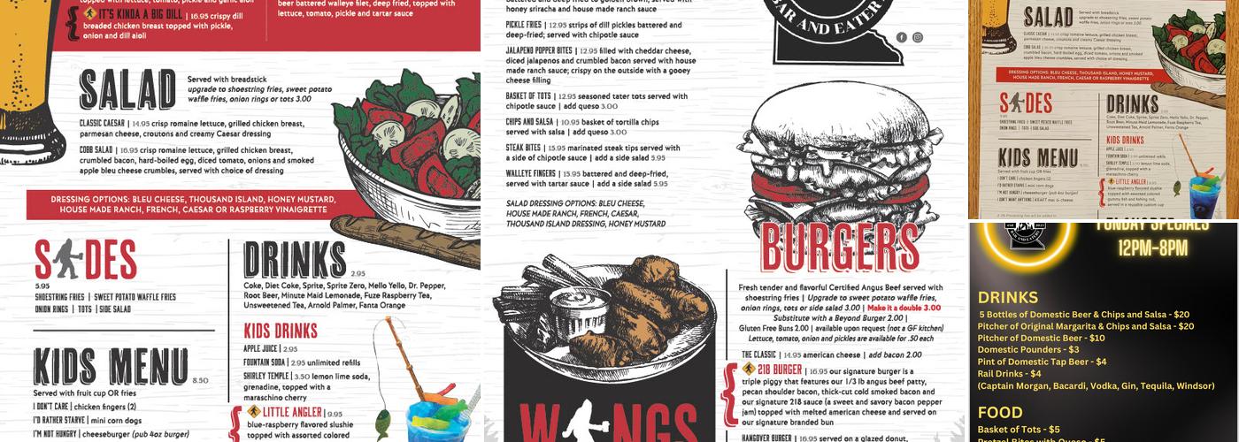 218 Venture Bar and Eatery LLC Menu