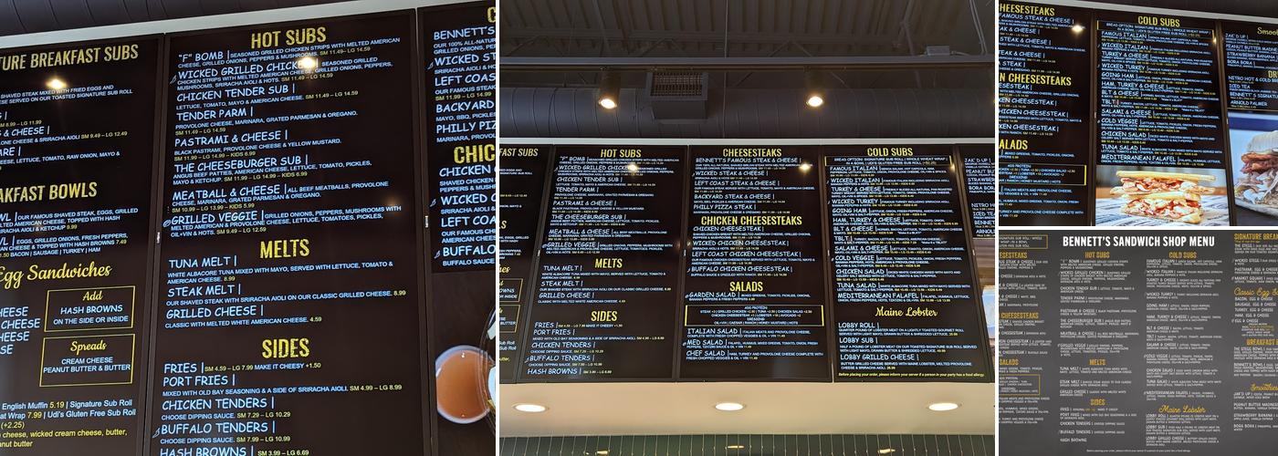 Bennett's Sandwich Shop Menu