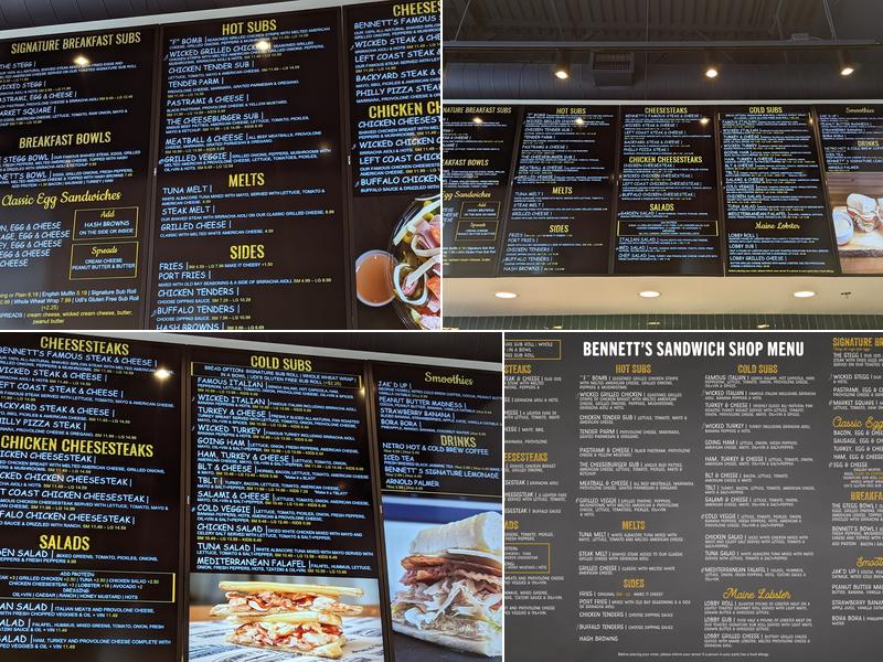 Bennett's Sandwich Shop Menu