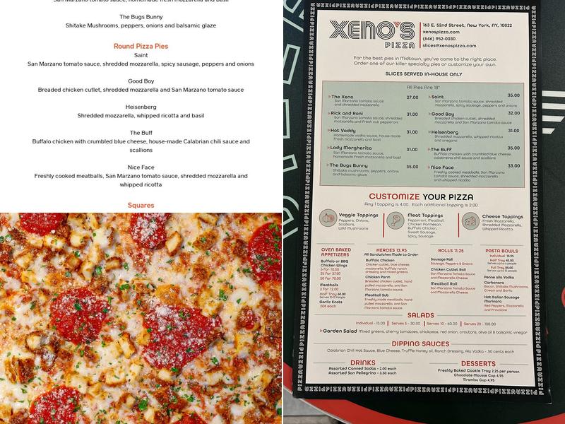 Xeno's Pizza Menu