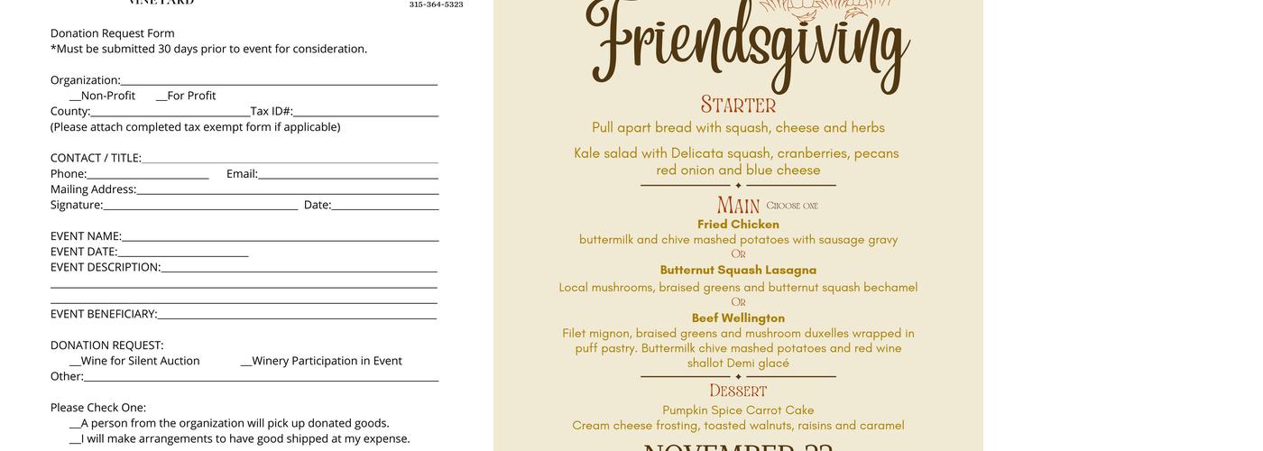 Bright Leaf Vineyard Menu