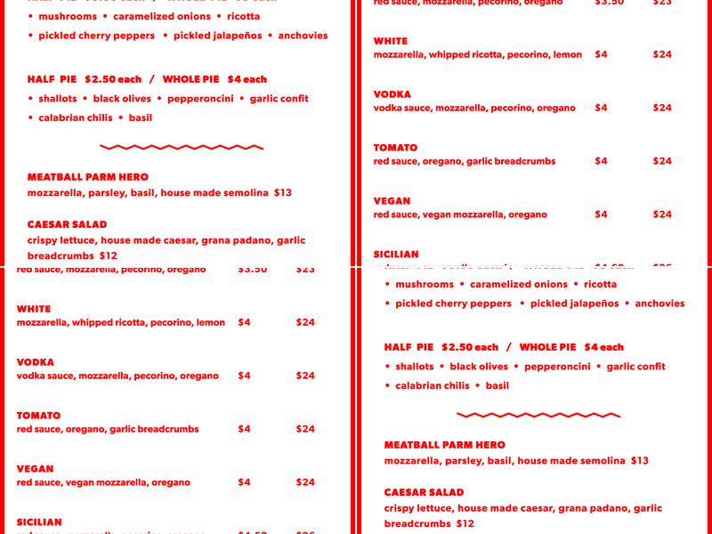 Ollie's Slice Shop Menu
