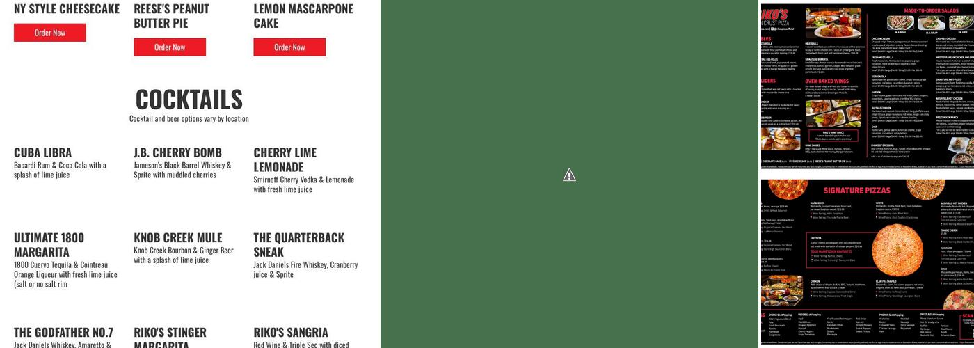 Riko's Pizza Menu