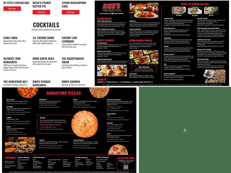 Riko's Pizza Menu