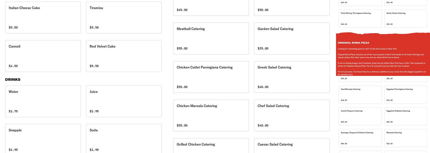 Original Roma Pizza Menu
