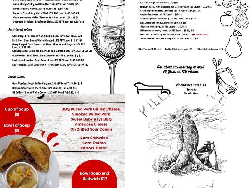 Killing Tree Winery Menu