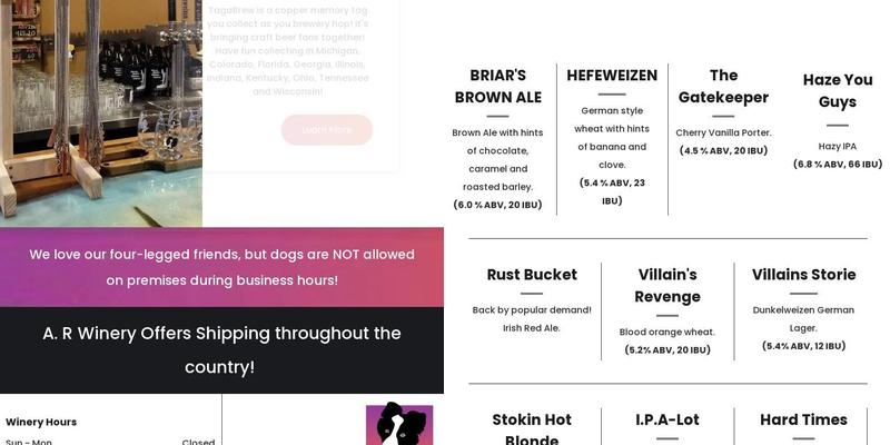 A. R. Winery Menu