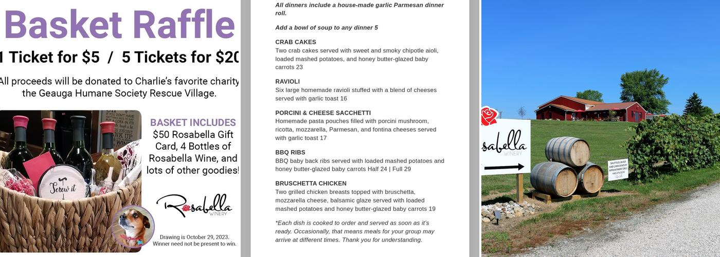 Rosabella Winery Menu