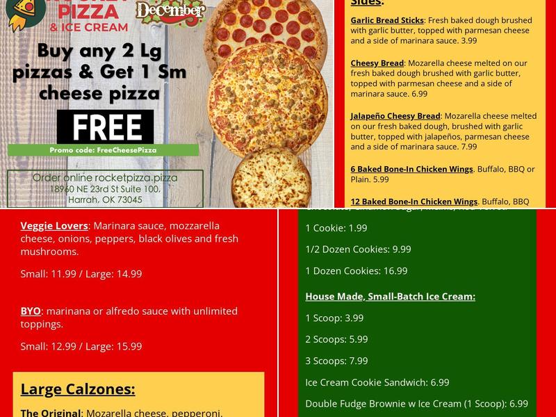 Rocket pizza & ice cream Menu