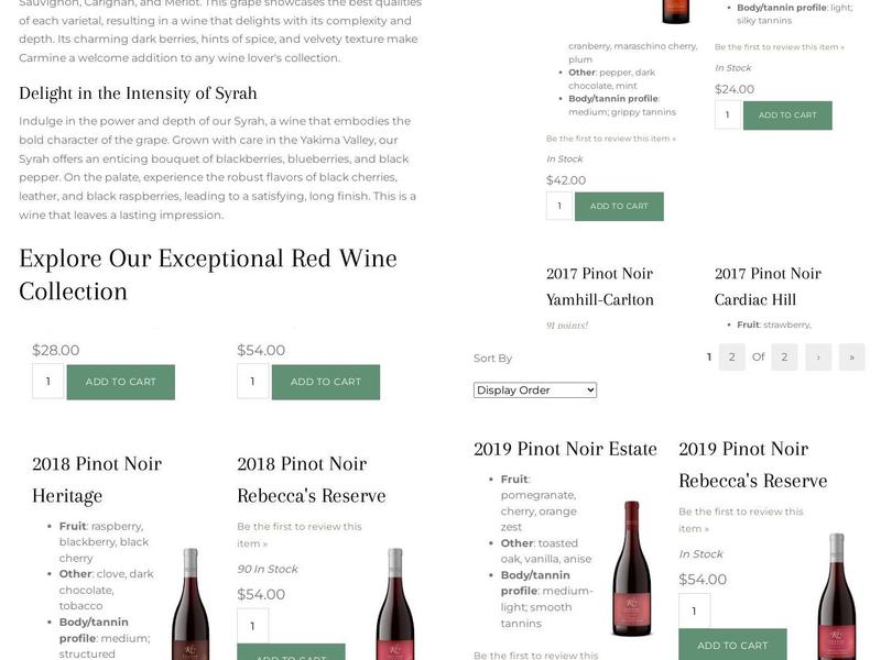 Kramer Vineyards Menu