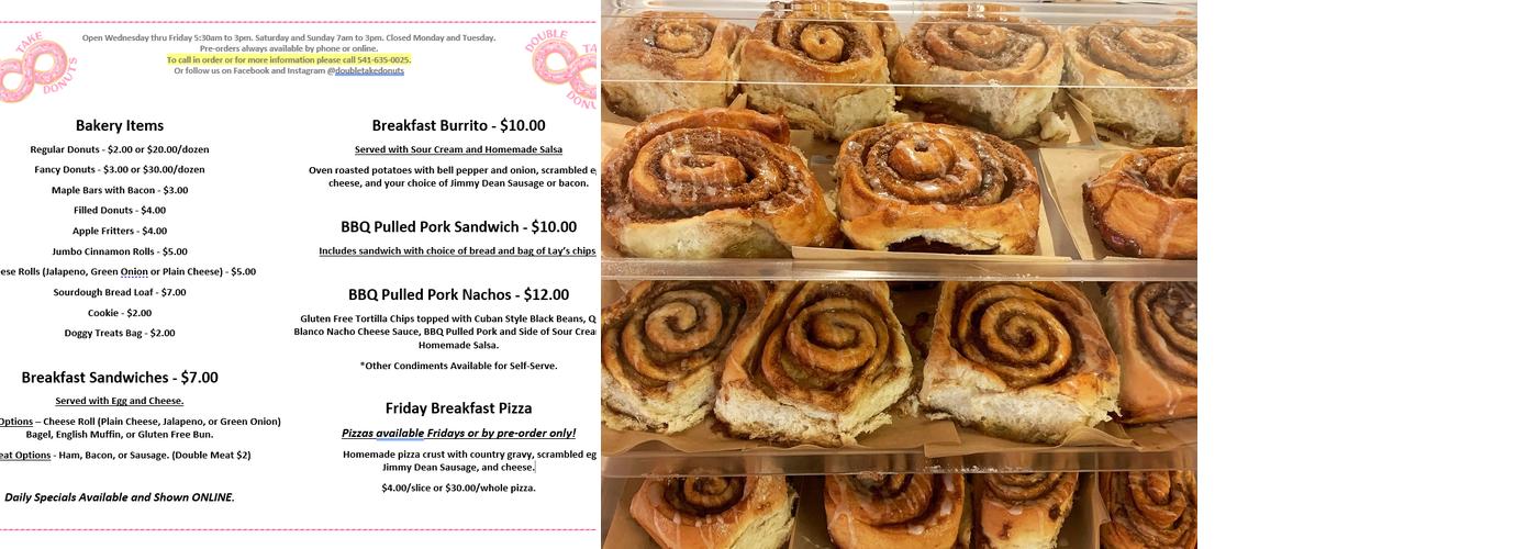 Double Take Donuts Menu