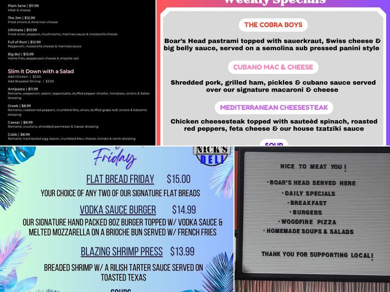 Nick's Big Belly Deli Menu
