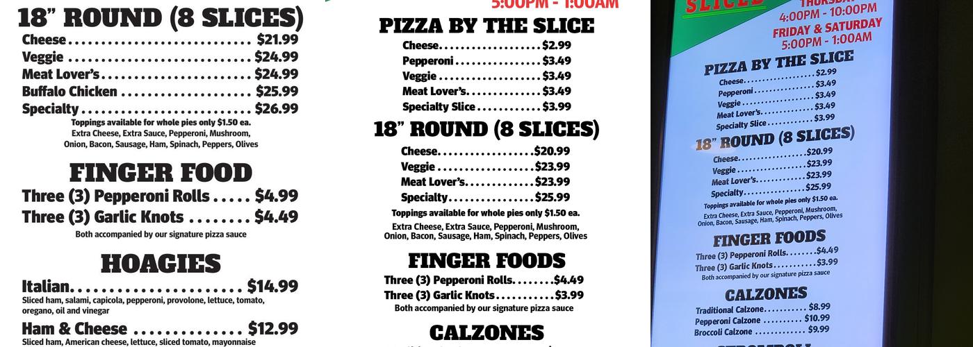 Slice'd Menu