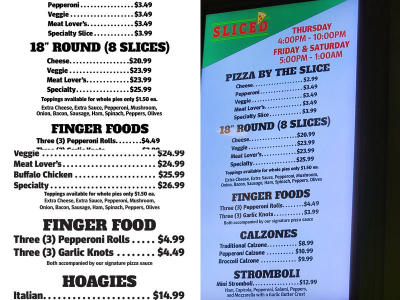 Slice'd Menu