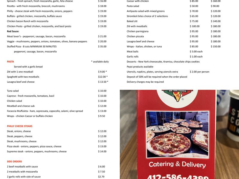 Zio Vito New York Pizzeria Menu