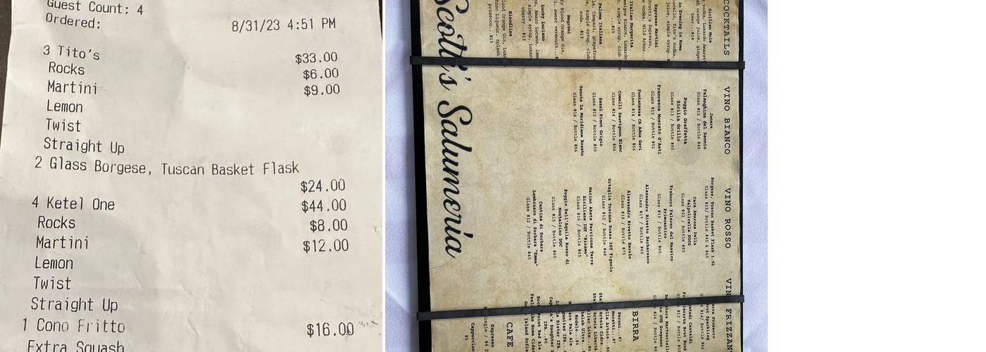 Scotti's Salumeria Menu