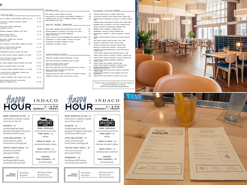 Indaco Menu