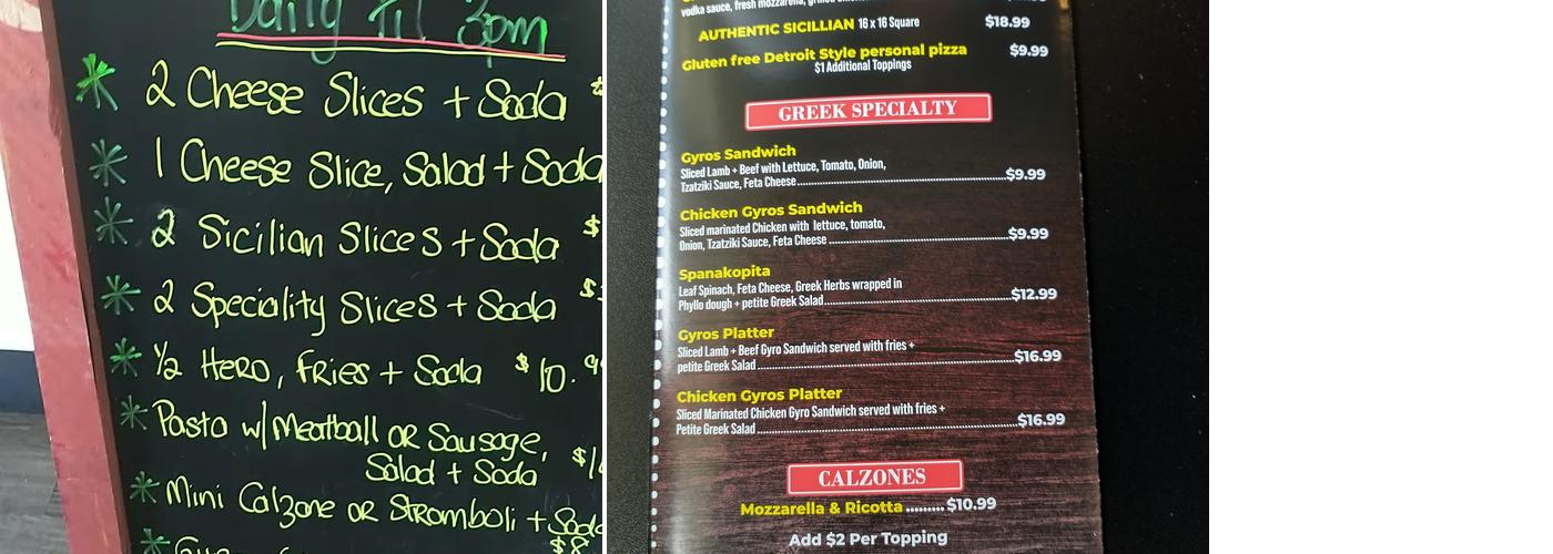 Mulberry Street NY Pizzeria Menu