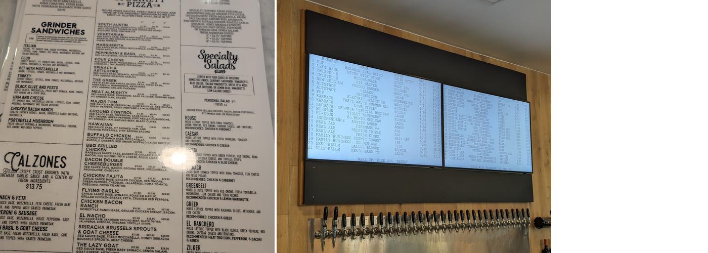 Aviator Pizza & Drafthouse Menu