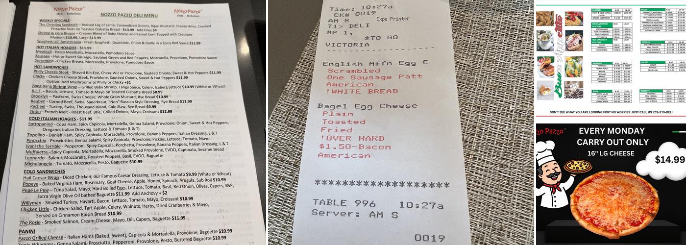Nozzo Pazzo Delicatessen Menu