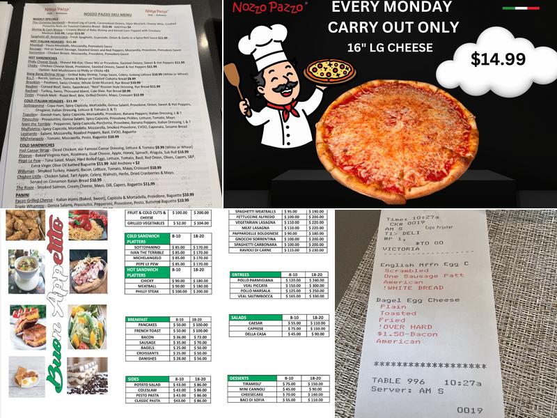 Nozzo Pazzo Delicatessen Menu