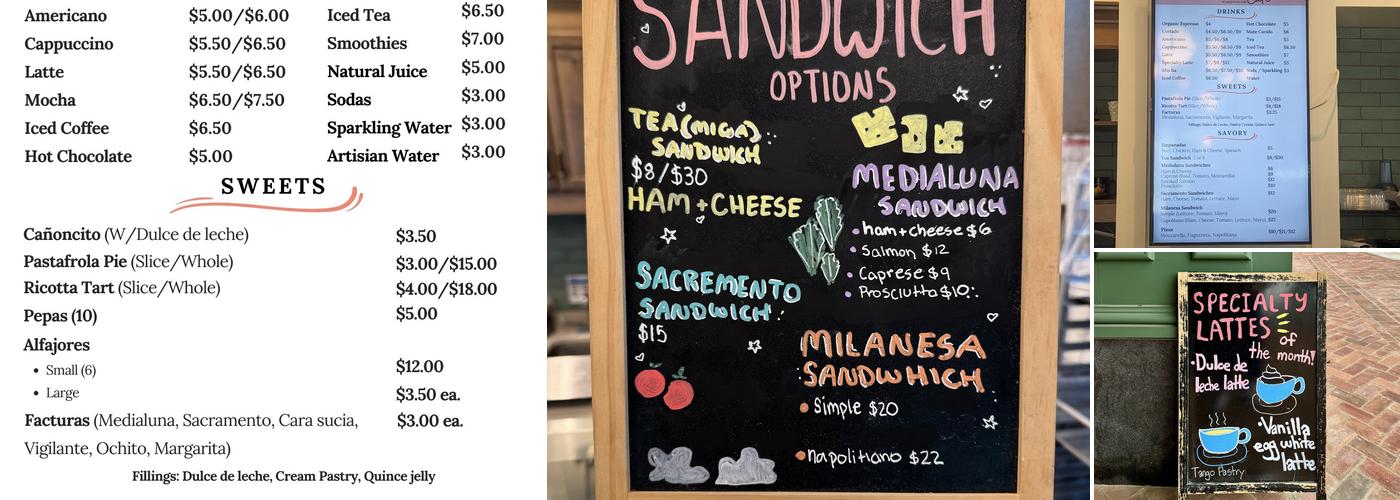 Tango Pastry Cafe Menu