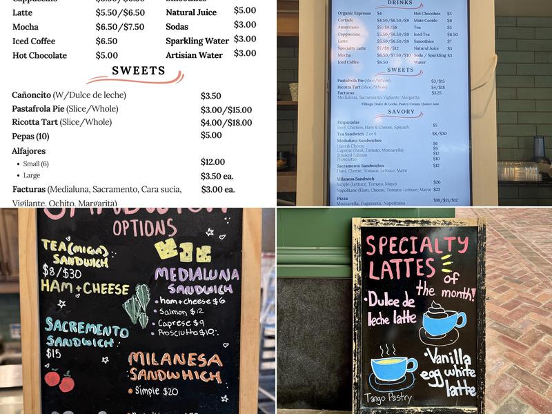 Tango Pastry Cafe Menu